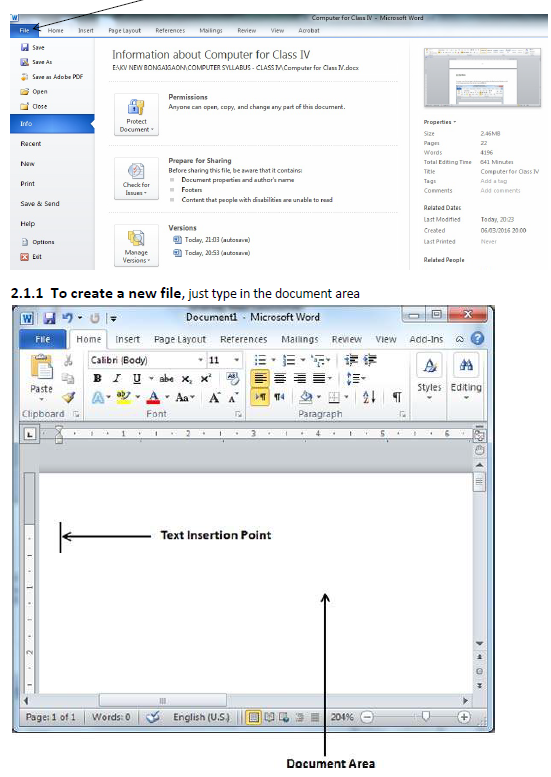 CBSE Class 4 Computer Science Word Processor Notes